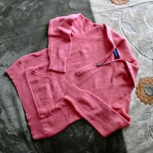 classic salmon zip up turtleneck sweater